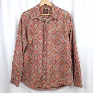 Vintage Lucky Brand Dungarees Button Down Shirt Men's Size Large 100% Cotton Red